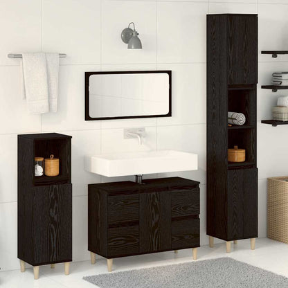 Bathroom Furniture Set with Drawer 3 pcs Black 30 x 30 x 180 cm