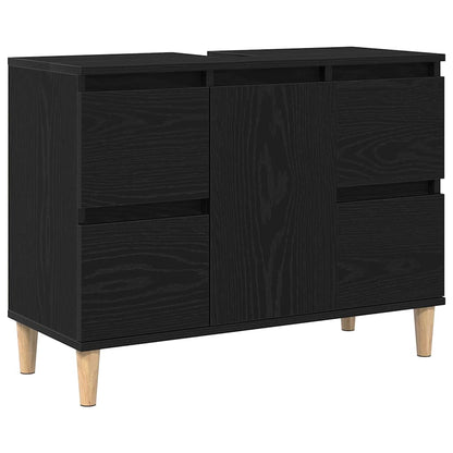 Bathroom Furniture Set with Drawer 3 pcs Black 30 x 30 x 180 cm