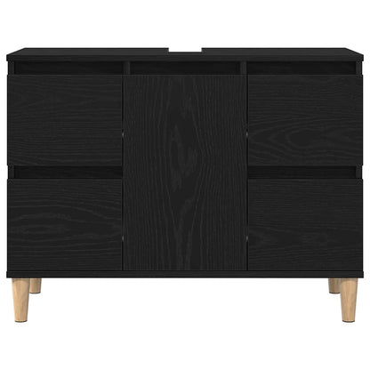 Bathroom Furniture Set with Drawer 3 pcs Black 30 x 30 x 180 cm