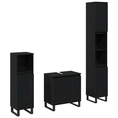 Bathroom Furniture Set with Door 3 pcs Black 30 x 30 x 190 cm