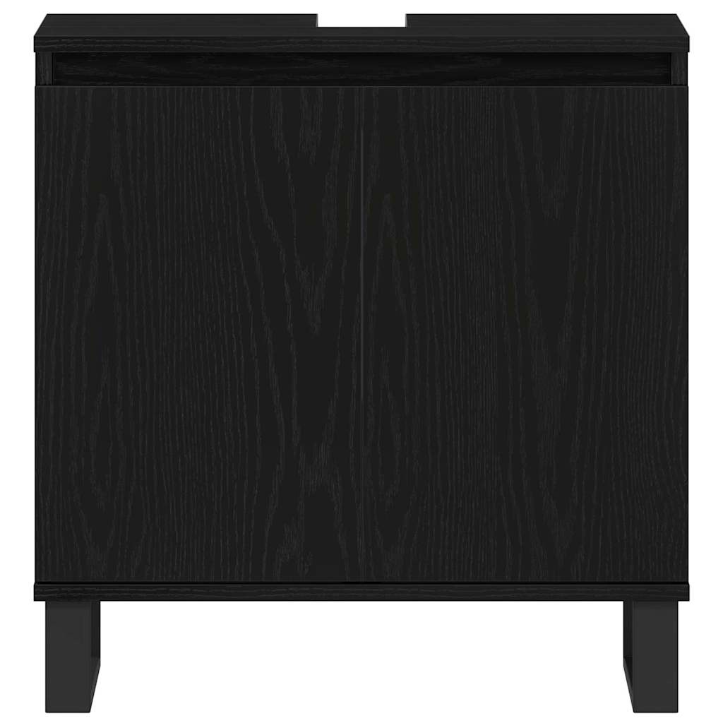 Bathroom Furniture Set with Door 3 pcs Black 30 x 30 x 190 cm