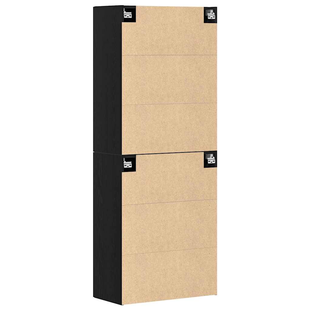 Wall Mounted Cabinet 2 pcs Black oak 69.5 x 34 x 90 cm