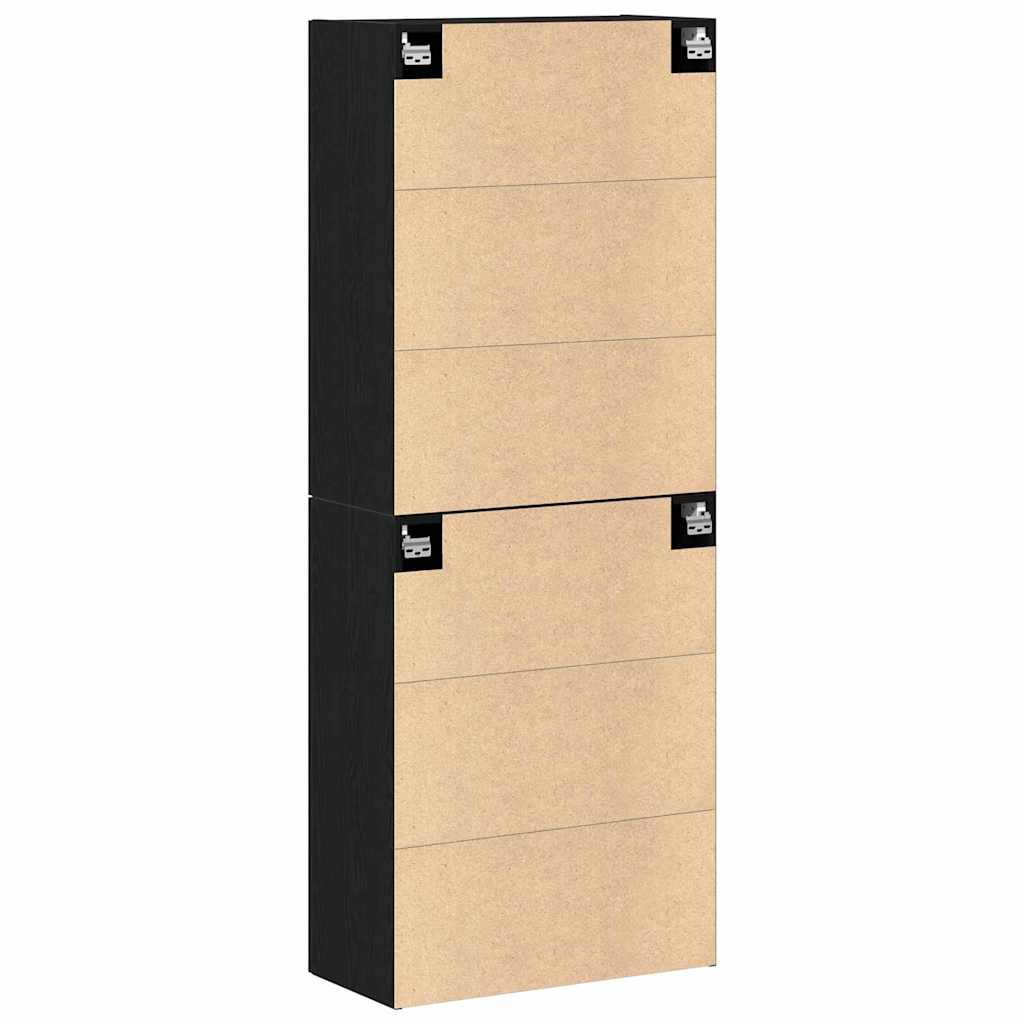 Wall Mounted Cabinet 2 pcs Black oak 69.5 x 34 x 90 cm