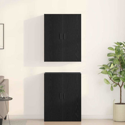 Wall Mounted Cabinet 2 pcs Black oak 69.5 x 34 x 90 cm