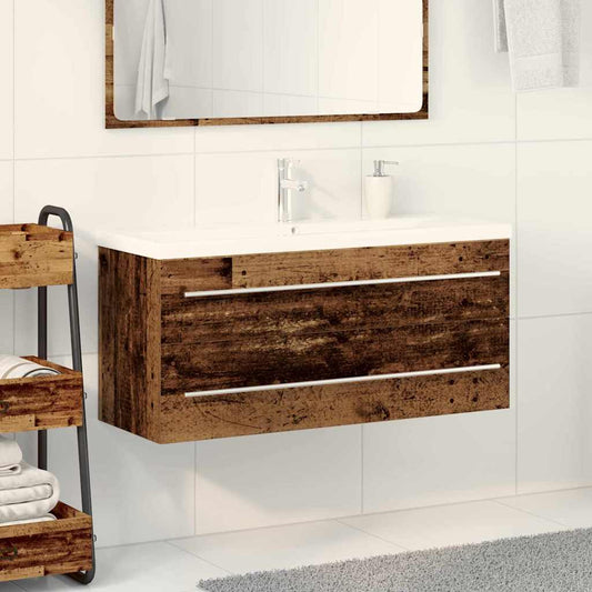 Sink Cabinet with Basin 2 pcs Old wood 100 x 38.5 x 48 cm