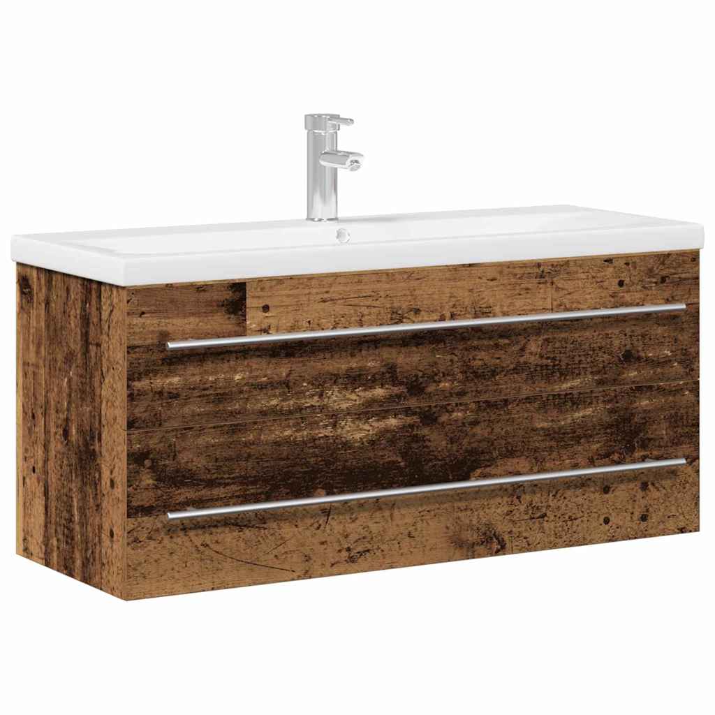 Sink Cabinet with Basin 2 pcs Old wood 100 x 38.5 x 48 cm