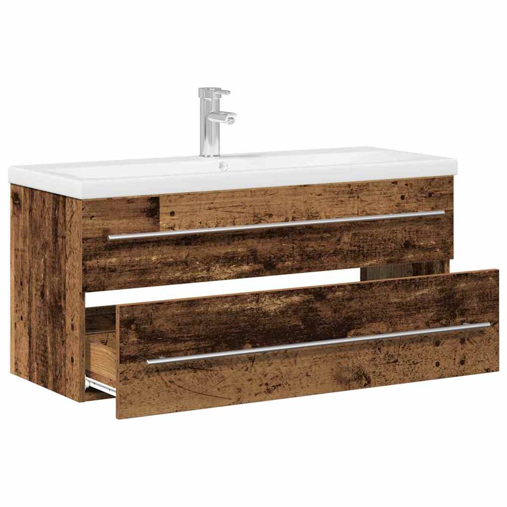 Sink Cabinet with Basin 2 pcs Old wood 100 x 38.5 x 48 cm