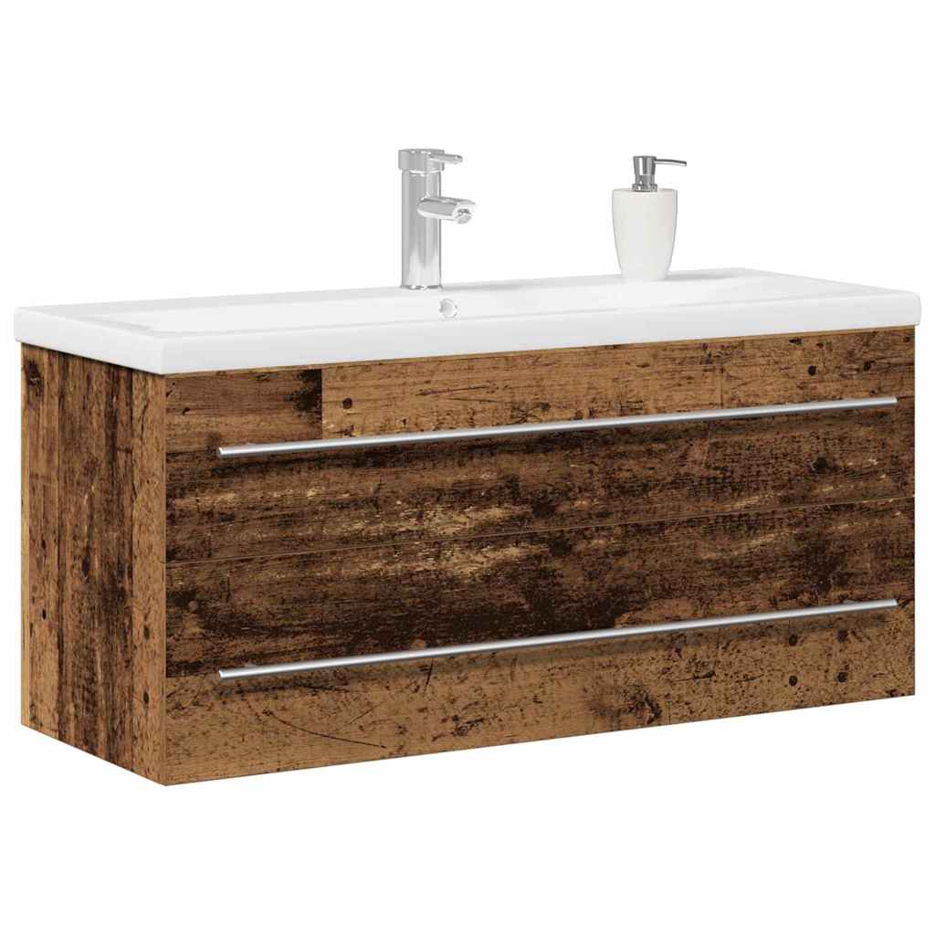 Sink Cabinet with Basin 2 pcs Old wood 100 x 38.5 x 48 cm