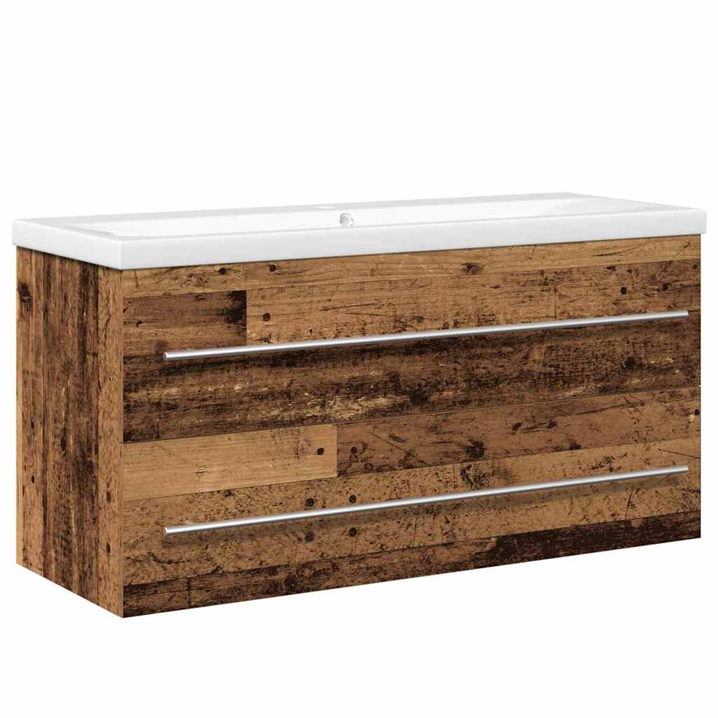 Sink Cabinet with Basin 2 pcs Old wood 100 x 38.5 x 48 cm