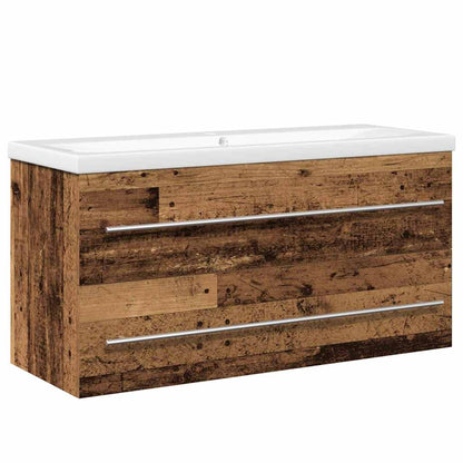 Sink Cabinet with Basin 2 pcs Old wood 100 x 38.5 x 48 cm