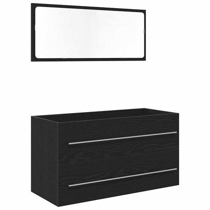 Sink Cabinet with Basin 3 pcs Black oak 90 x 38.5 x 48 cm