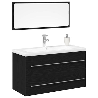 Sink Cabinet with Basin 3 pcs Black oak 90 x 38.5 x 48 cm