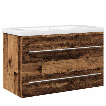 Sink Cabinet with Basin 2 pcs Old wood 80 x 38.5 x 48 cm