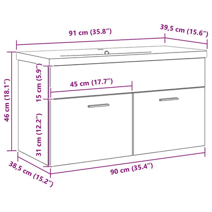 Sink cabinet Black Oak 90 x 38.5 x 46 cm Engineered wood