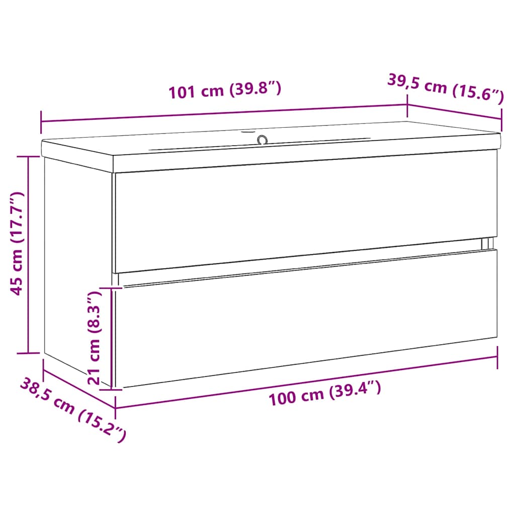 Sink Cabinet Black oak 100 x 39 x 62 cm Engineered wood