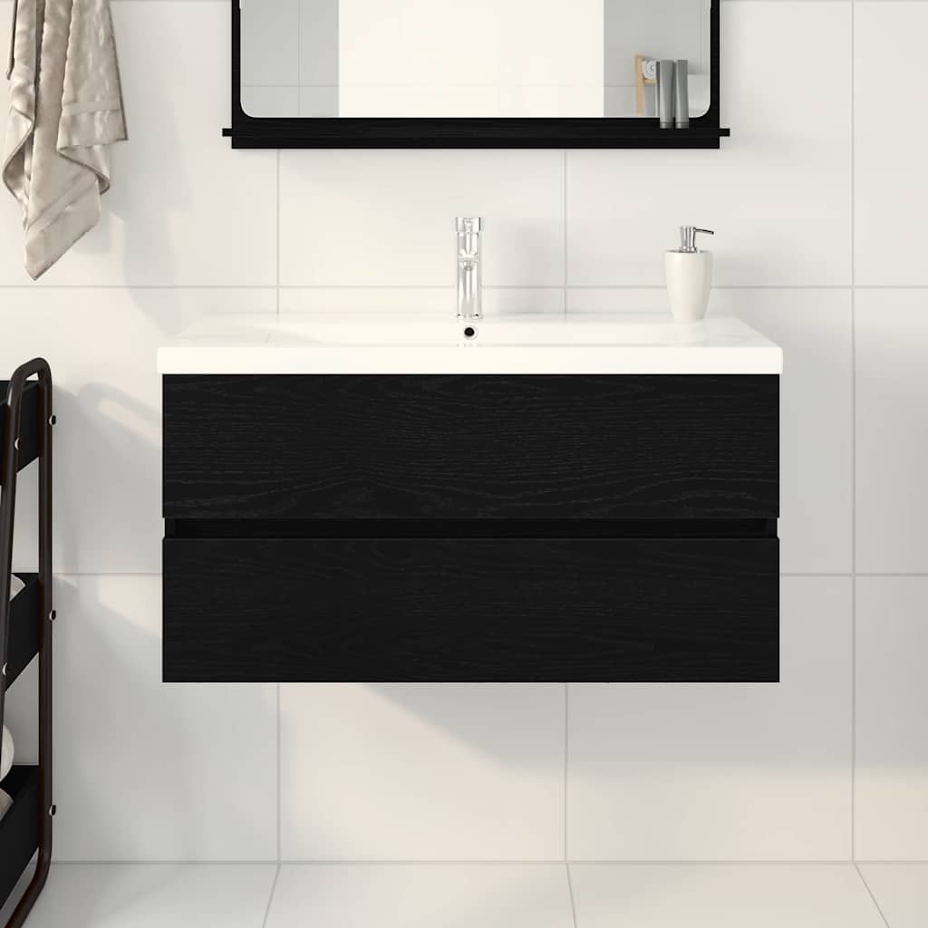 Sink Cabinet Black oak 90 x 39 x 62 cm Engineered wood