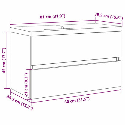 Sink Cabinet Black oak 80 x 39 x 62 cm Engineered wood