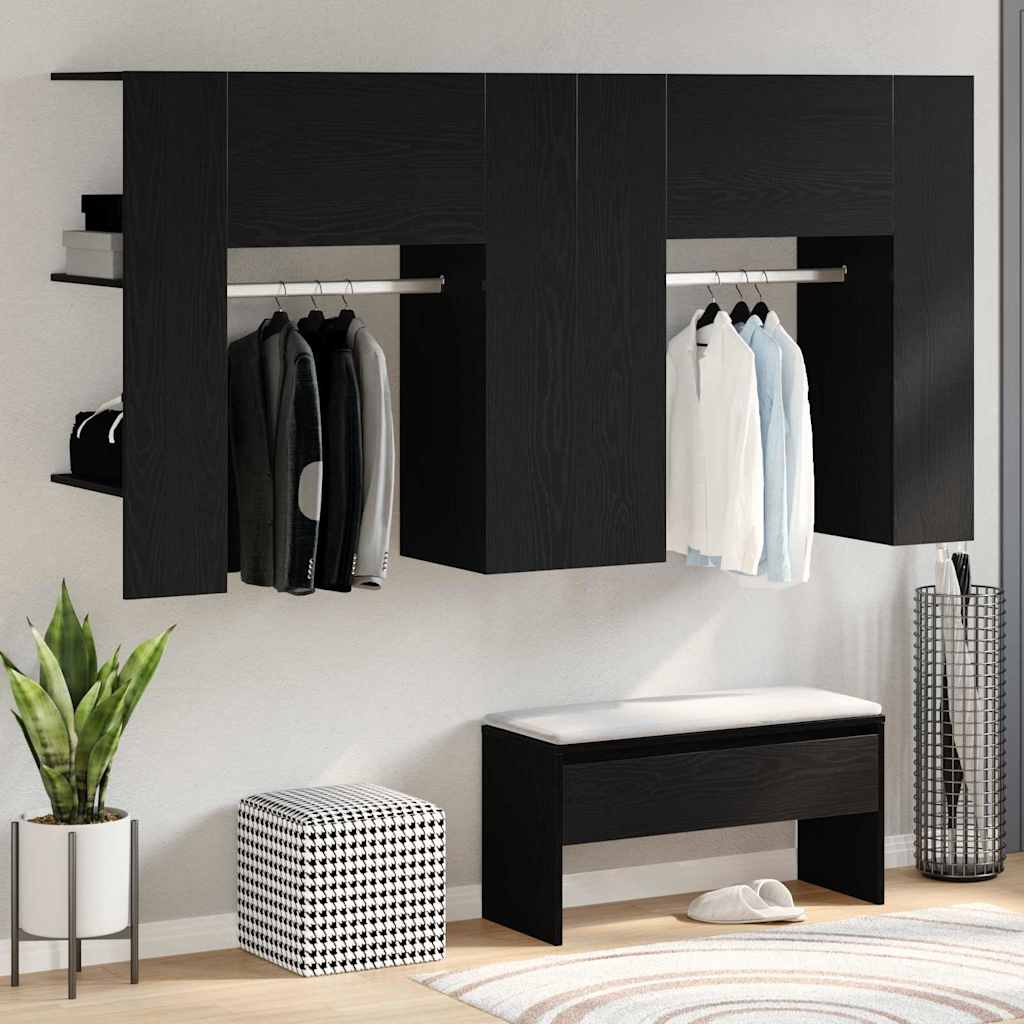 Hallway Cabinet Wall-mounted 2 pcs Black oak 97.5 x 37 x 99 cm