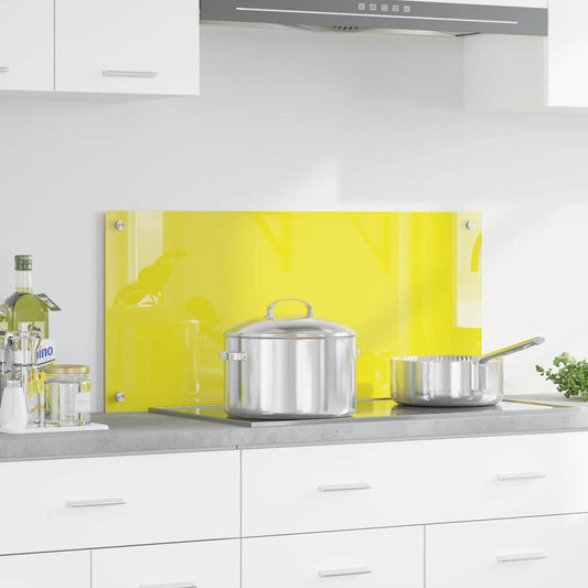 Kitchen Backsplash Yellow 90 x 40 x 0.6 cm Tempered Glass