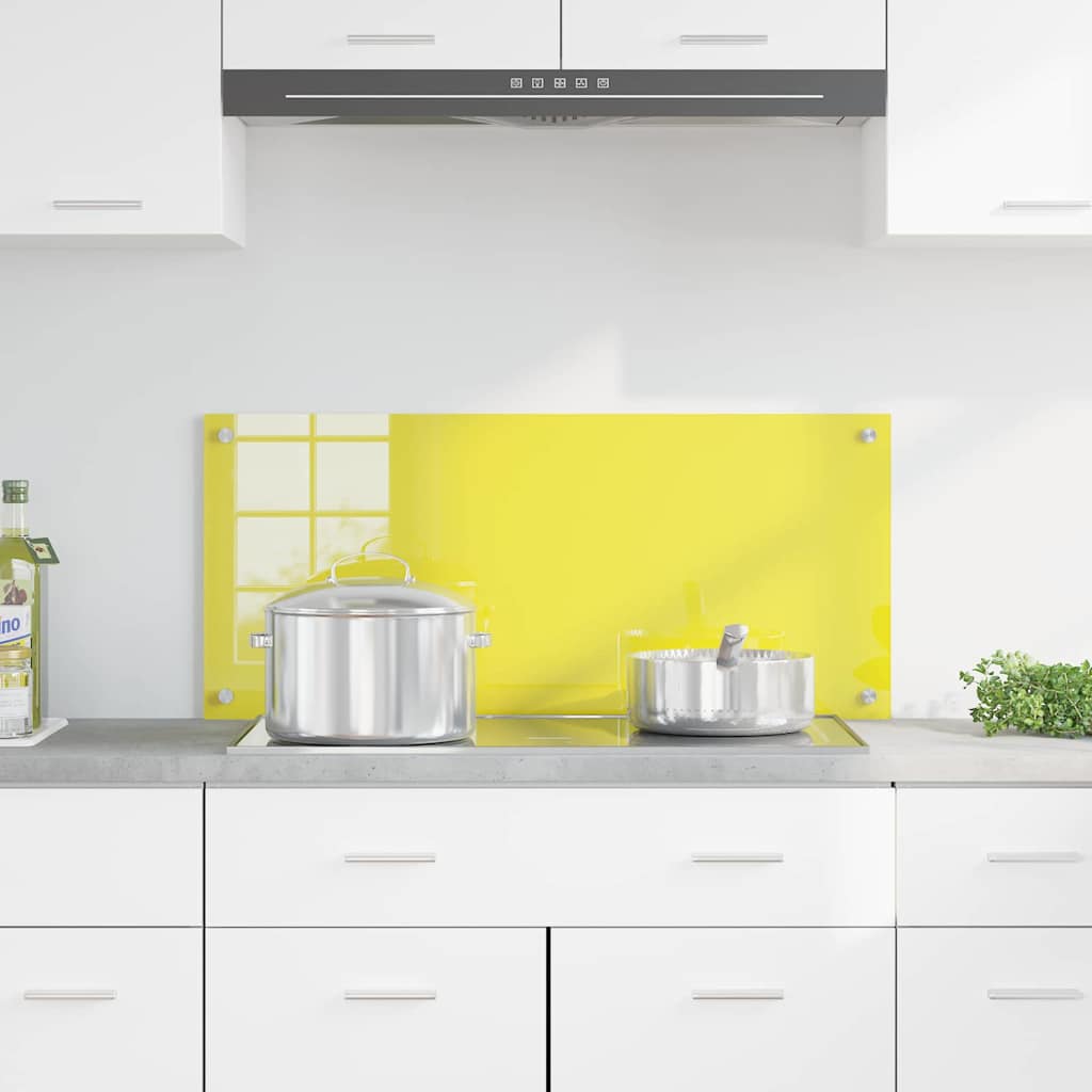 Kitchen Backsplash Yellow 90 x 40 x 0.6 cm Tempered Glass