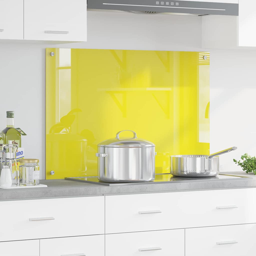 Kitchen Backsplash Yellow 90 x 60 x 0.6 cm Tempered Glass