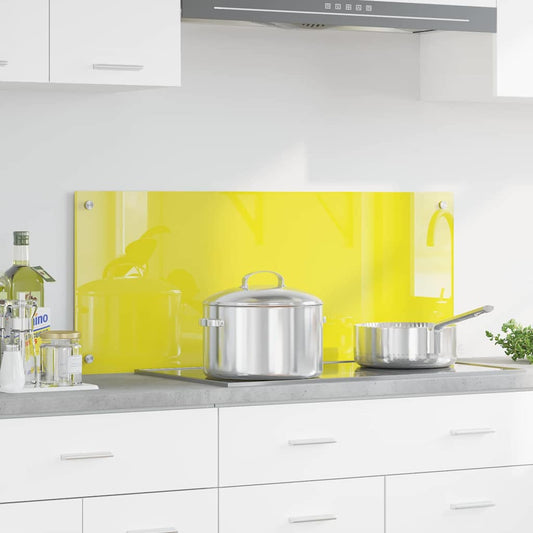 Kitchen Backsplash Yellow 100 x 40 x 0.6 cm Tempered Glass