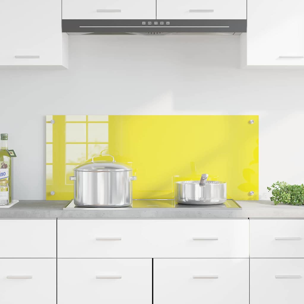 Kitchen Backsplash Yellow 100 x 40 x 0.6 cm Tempered Glass