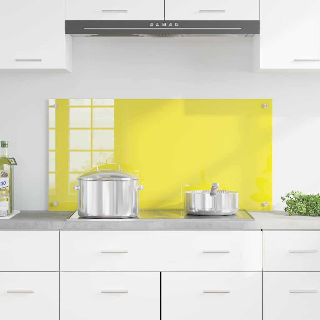 Kitchen Backsplash Yellow 100 x 50 x 0.6 cm Tempered Glass