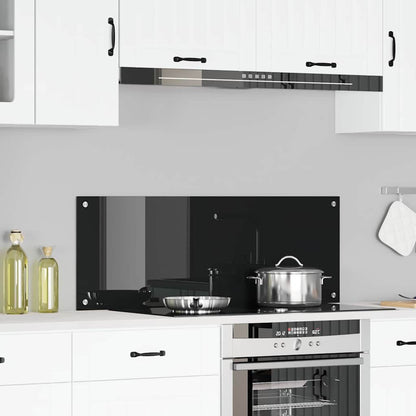 Kitchen Backsplash Black 110 x 40 x 0.6 cm Tempered Glass