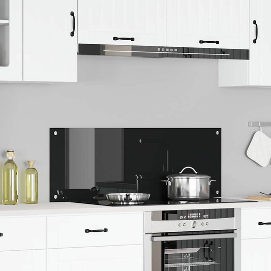 Kitchen Backsplash Black 110 x 40 x 0.6 cm Tempered Glass