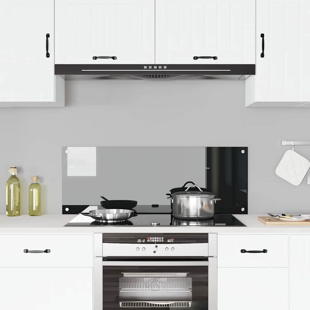 Kitchen Backsplash Black 110 x 40 x 0.6 cm Tempered Glass
