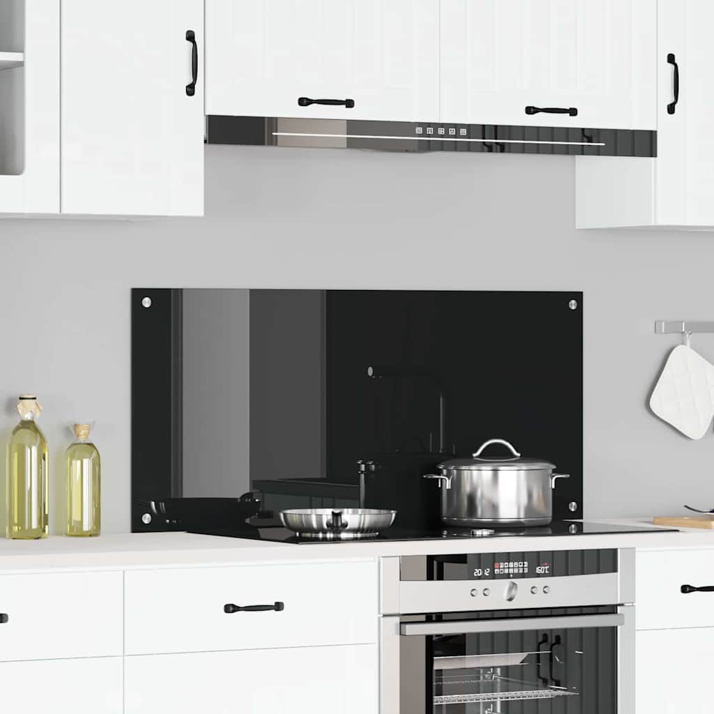 Kitchen Backsplash Black 110 x 50 x 0.6 cm Tempered Glass