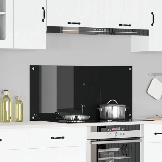 Kitchen Backsplash Black 110 x 50 x 0.6 cm Tempered Glass