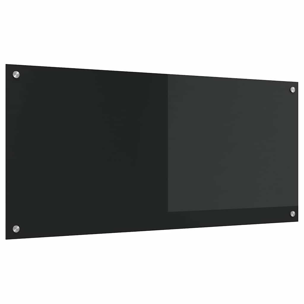 Kitchen Backsplash Black 110 x 50 x 0.6 cm Tempered Glass