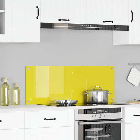 Kitchen Backsplash Yellow 110 x 40 x 0.6 cm Tempered Glass