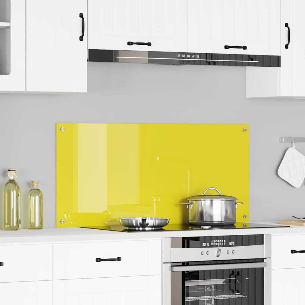Kitchen Backsplash Yellow 110 x 50 x 0.6 cm Tempered Glass