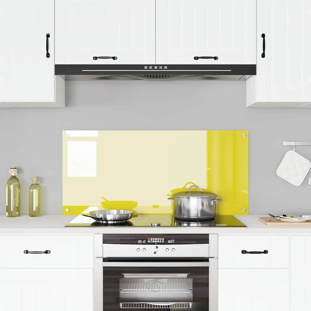 Kitchen Backsplash Yellow 110 x 50 x 0.6 cm Tempered Glass