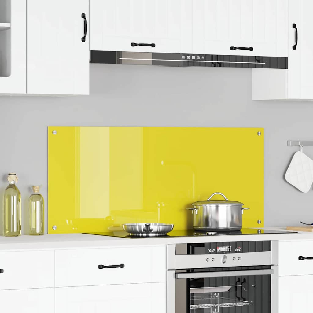 Kitchen Backsplash Yellow 120 x 50 x 0.6 cm Tempered Glass
