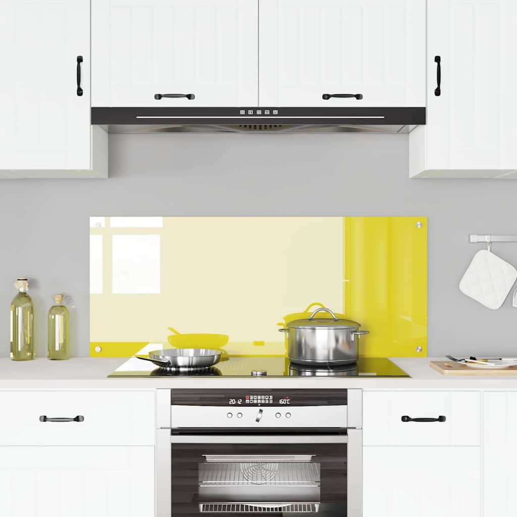 Kitchen Backsplash Yellow 120 x 50 x 0.6 cm Tempered Glass