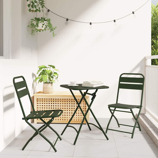 Garden Folding Chair Folding 2 pcs Green 55 x 56.5 x 91cm Steel