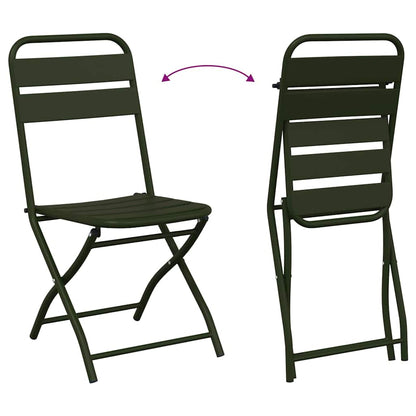 Garden Folding Chair Folding 2 pcs Green 55 x 56.5 x 91cm Steel