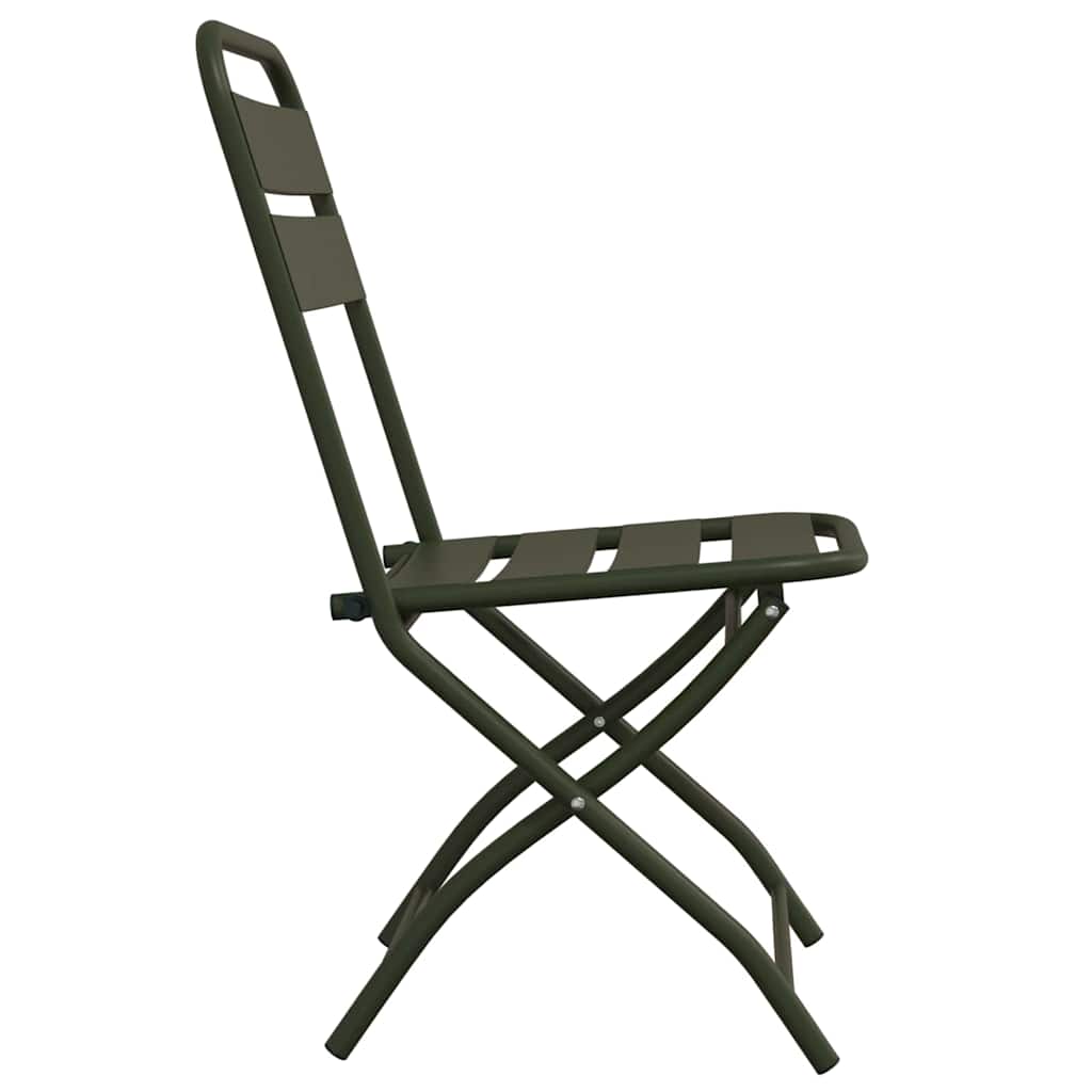 Garden Folding Chair Folding 2 pcs Green 55 x 56.5 x 91cm Steel
