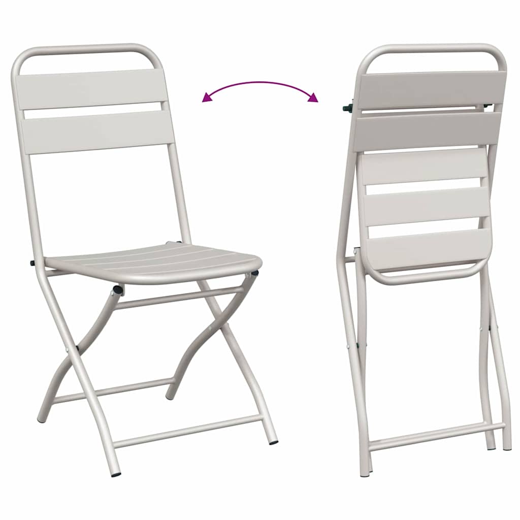 Garden Folding Chair Folding 2 pcs Beige 55 x 56.5 x 91cm Steel