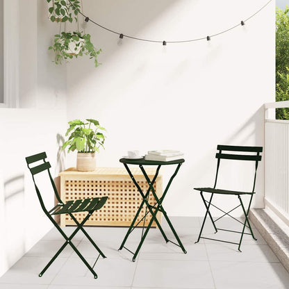 Garden Folding Chair Folding 2 pcs Green 42 x 46 x 82cm Steel