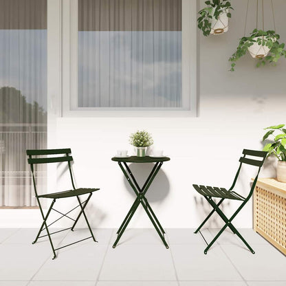 Garden Folding Chair Folding 2 pcs Green 42 x 46 x 82cm Steel