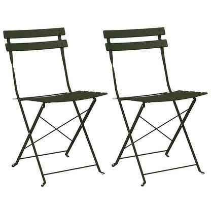 Garden Folding Chair Folding 2 pcs Green 42 x 46 x 82cm Steel