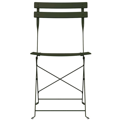 Garden Folding Chair Folding 2 pcs Green 42 x 46 x 82cm Steel