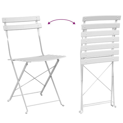 Garden Folding Chair Folding 2 pcs White 42 x 46 x 82cm Steel