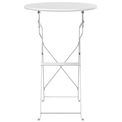 Bistro Table Folding White Ø50x71 cm Powder-coated Steel