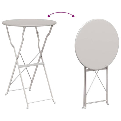 Bistro Table Folding Beige Ø50x71 cm Powder-coated Steel